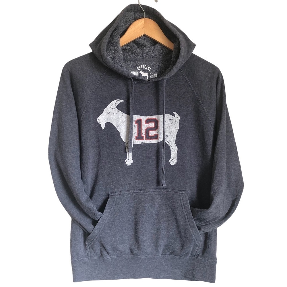 Tom Brady GOAT #12 Vintage Hoodie by Official GOAT Gear Distressed Unisex Size S